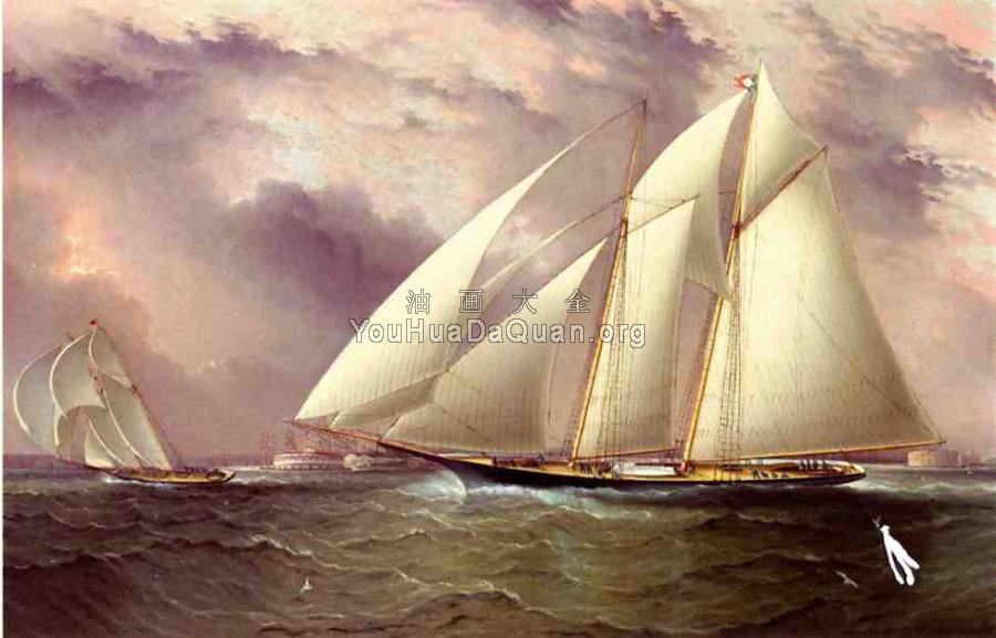 Schooner Racing off New York Harbor - 詹姆斯·E·巴特斯沃思